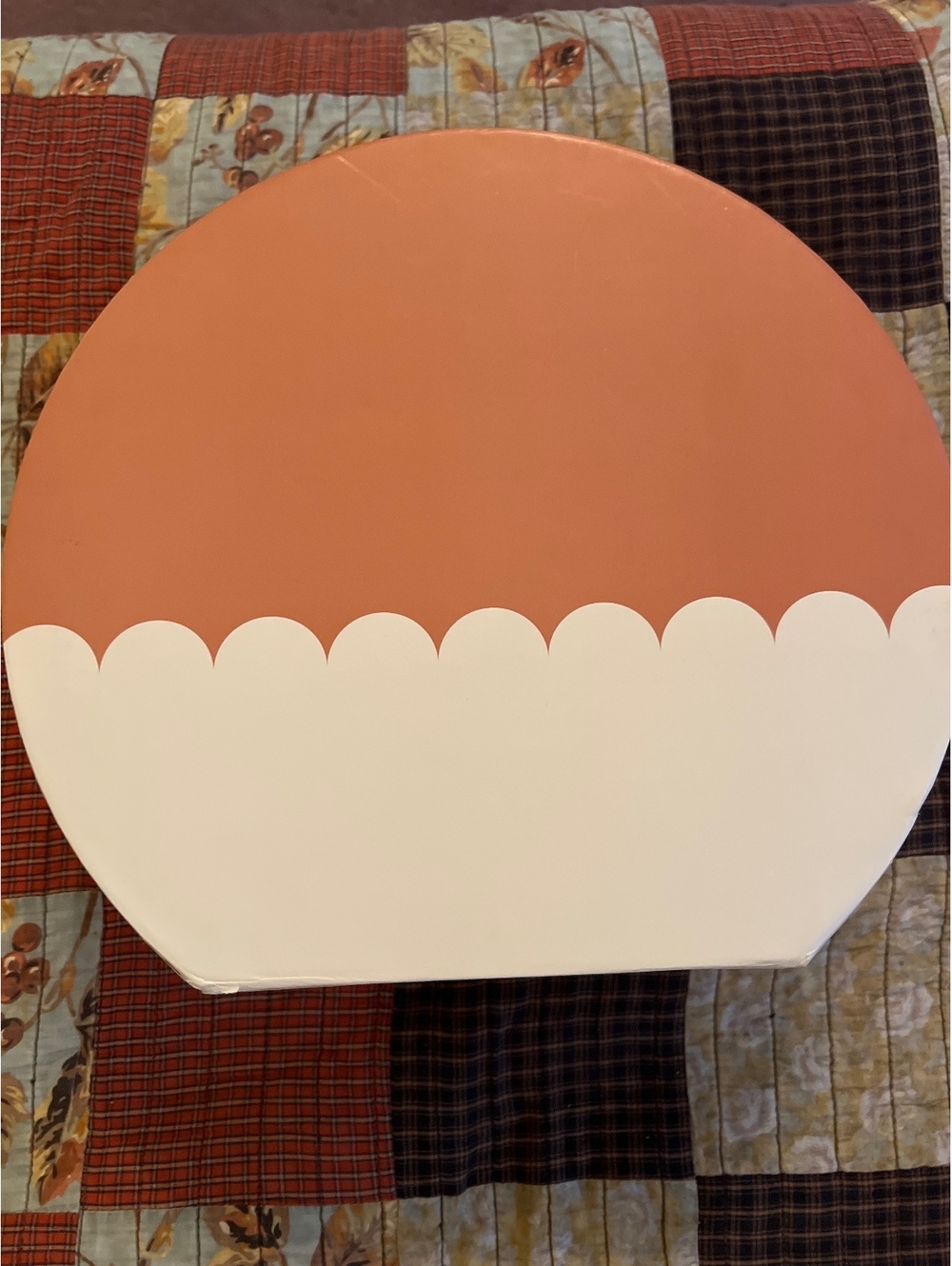 Round Pink and White Decorative Storage Box with Handle and Latch